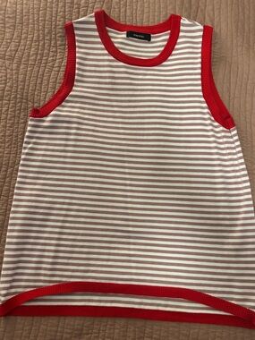 Women’s Striped Tank Top with Red Trim